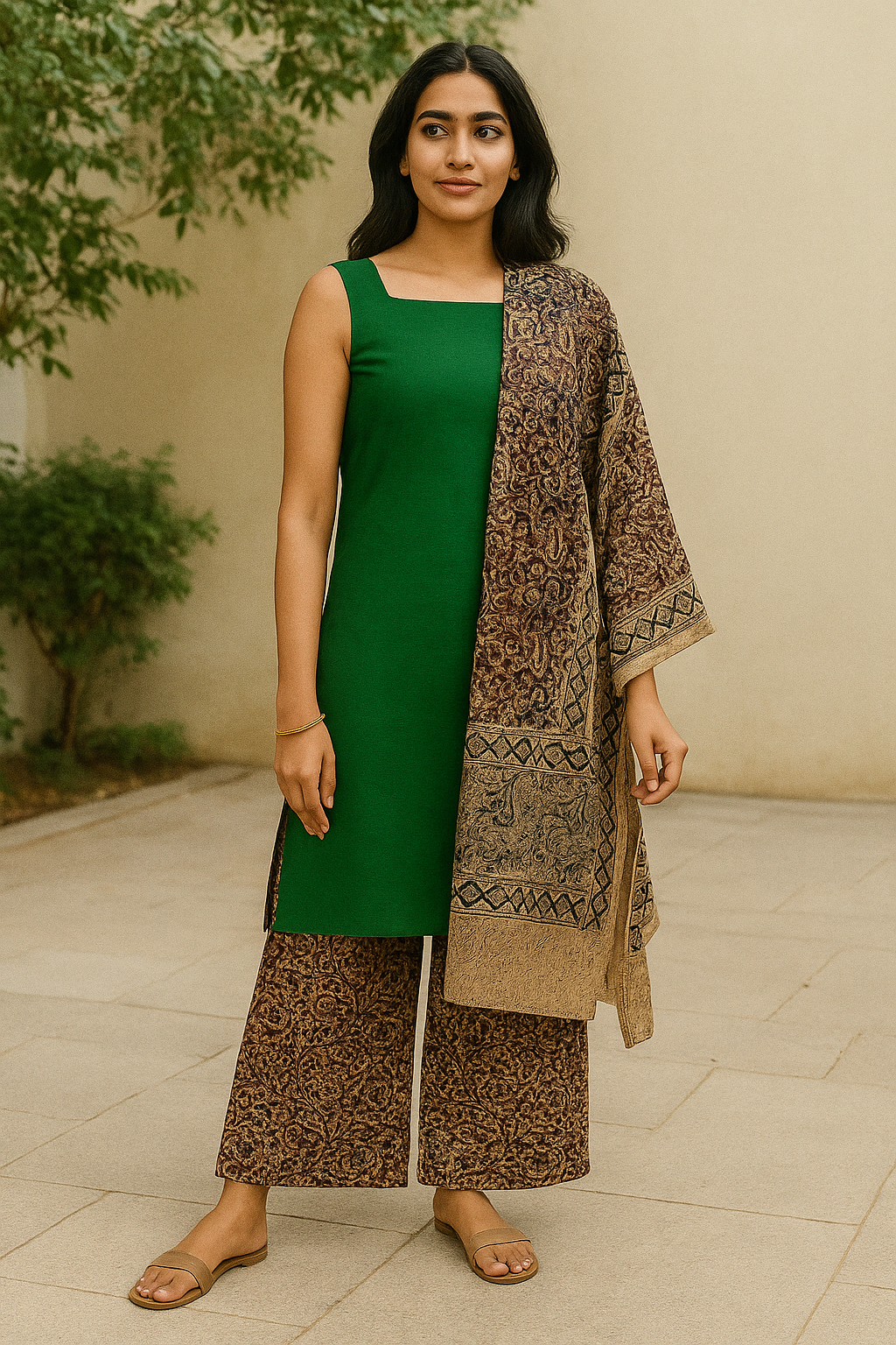 Kalamkari natural dyed 3 pc unstitched suit