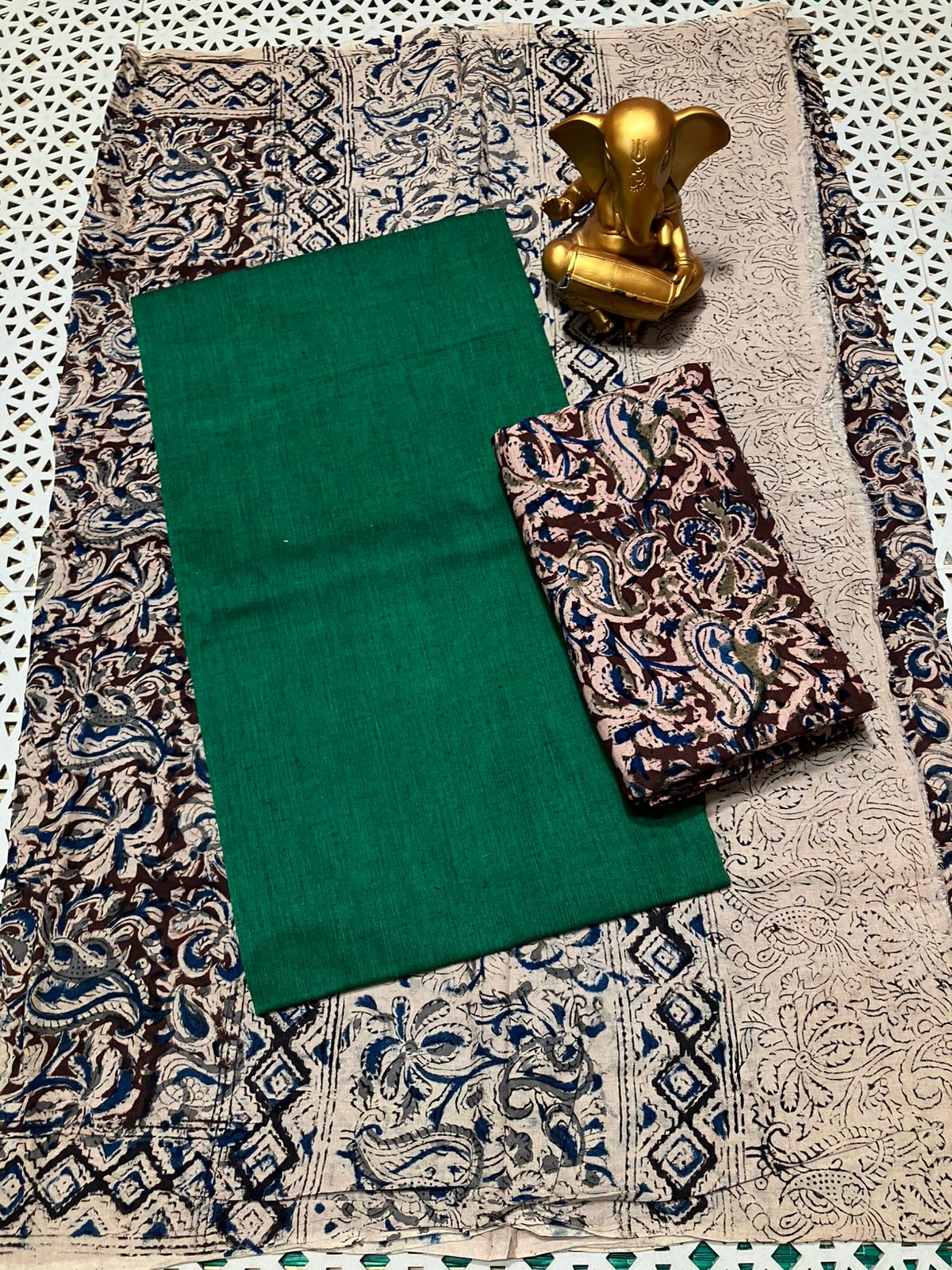 Kalamkari natural dyed 3 pc unstitched suit