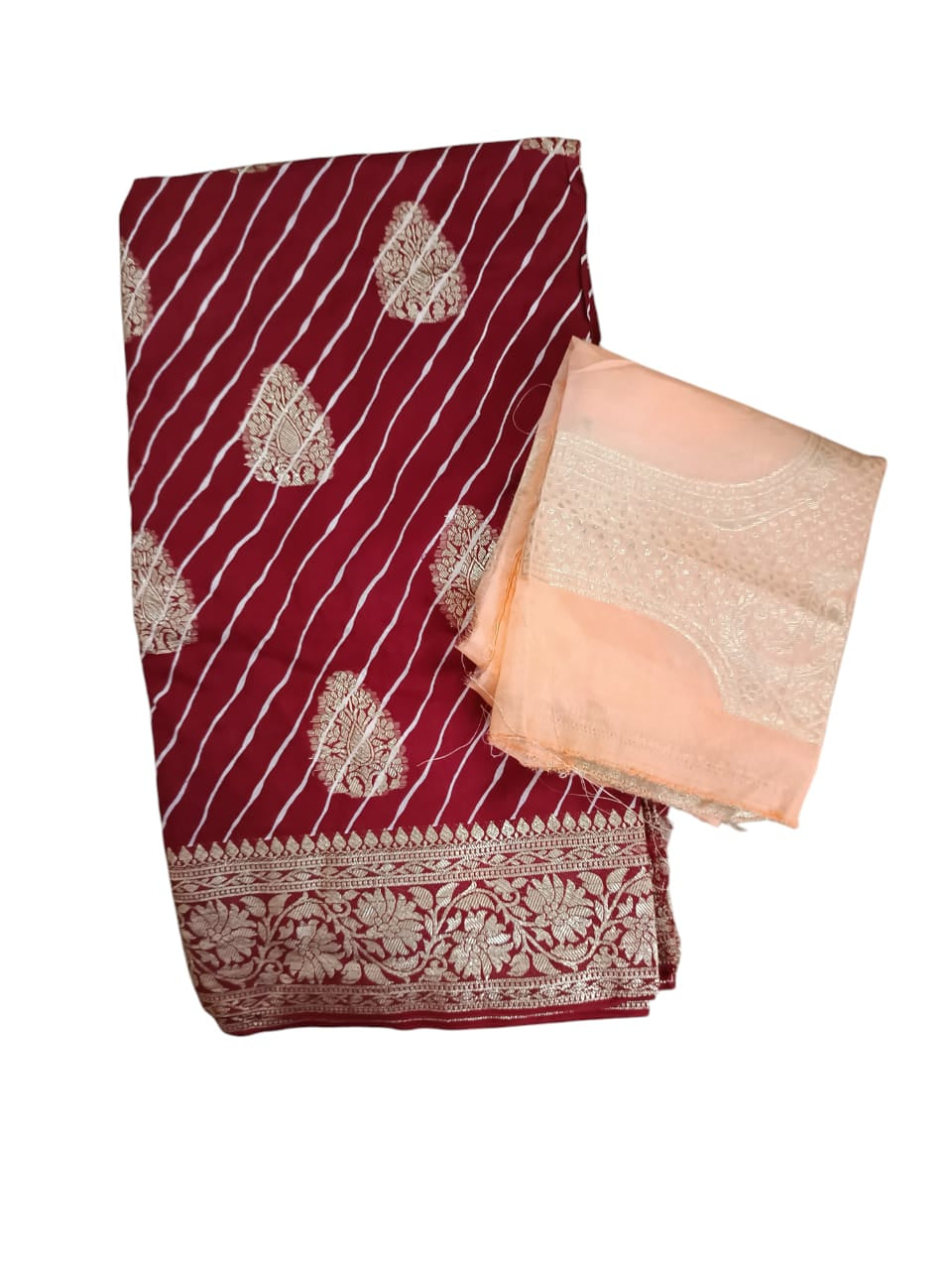Pure Handloom Banarasi Georgette Saree with contrast blouse