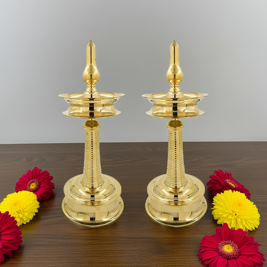 Handcrafted Pure Brass Kerala Nilavilakku | Traditional Diya Oil Lamp stand for puja