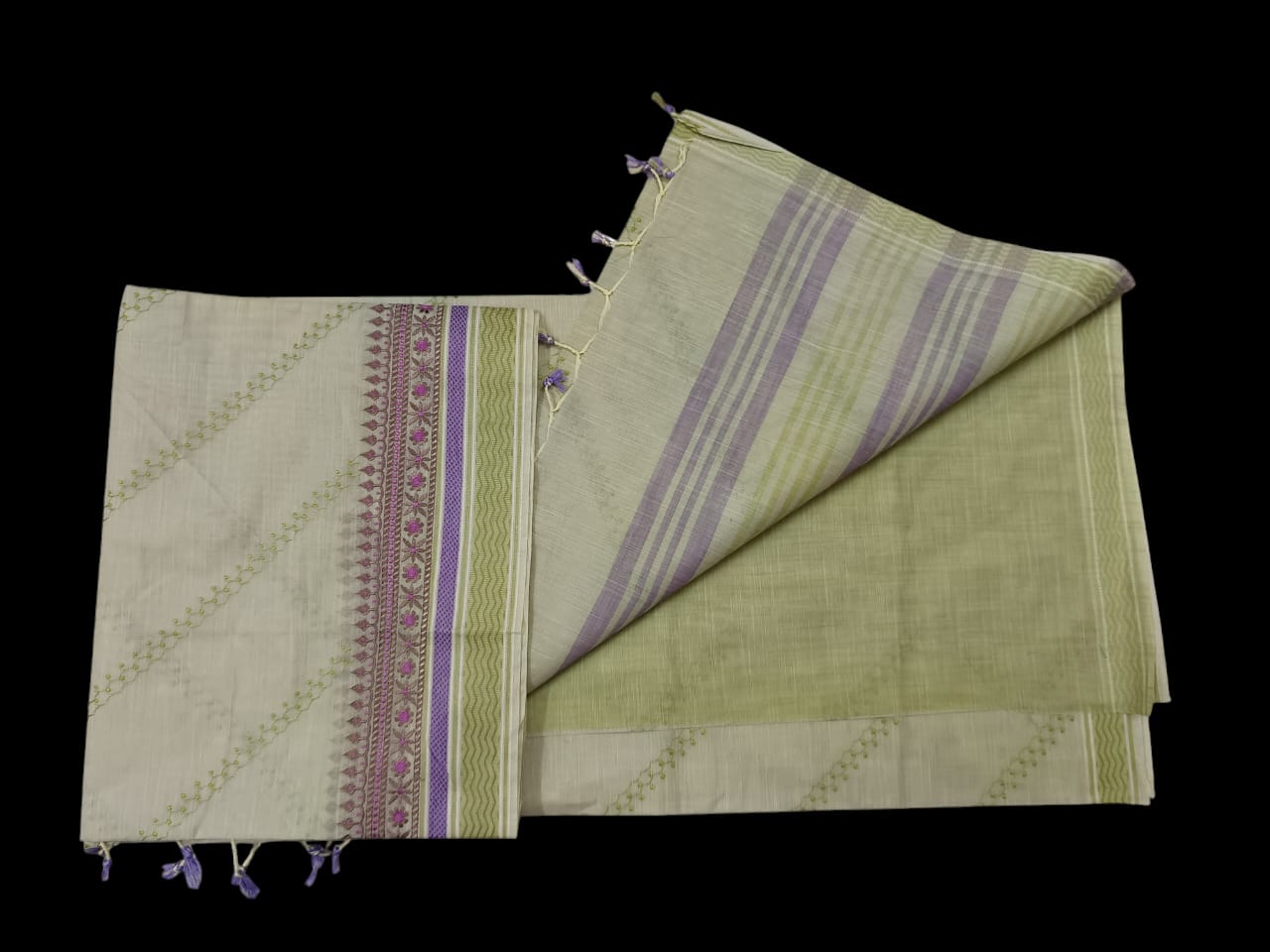 Trendy Gadwal cotton saree with embroidery