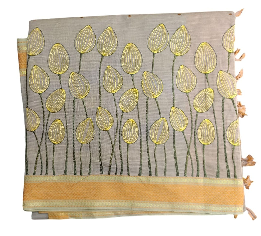 Gadwal cotton saree with hand embroidery