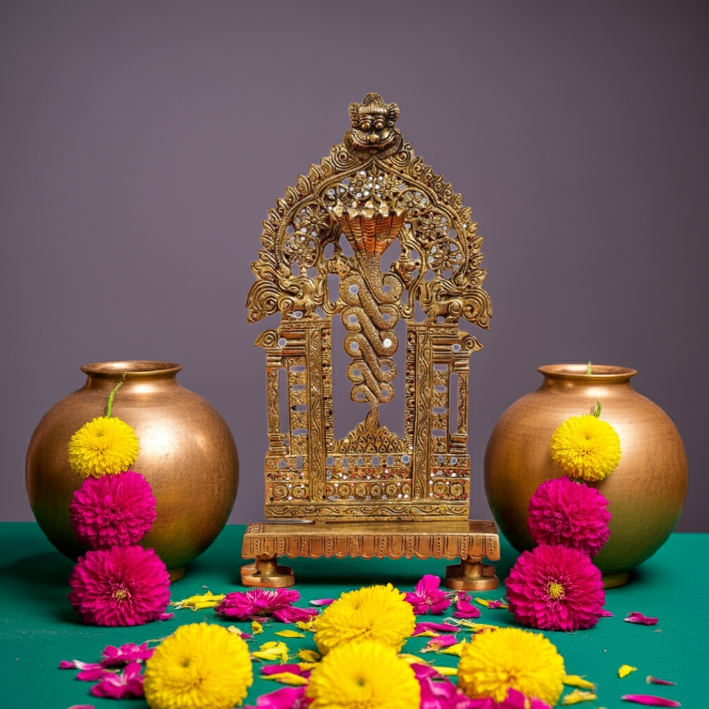 Pure Brass Naga Throne for pooja room Decor item