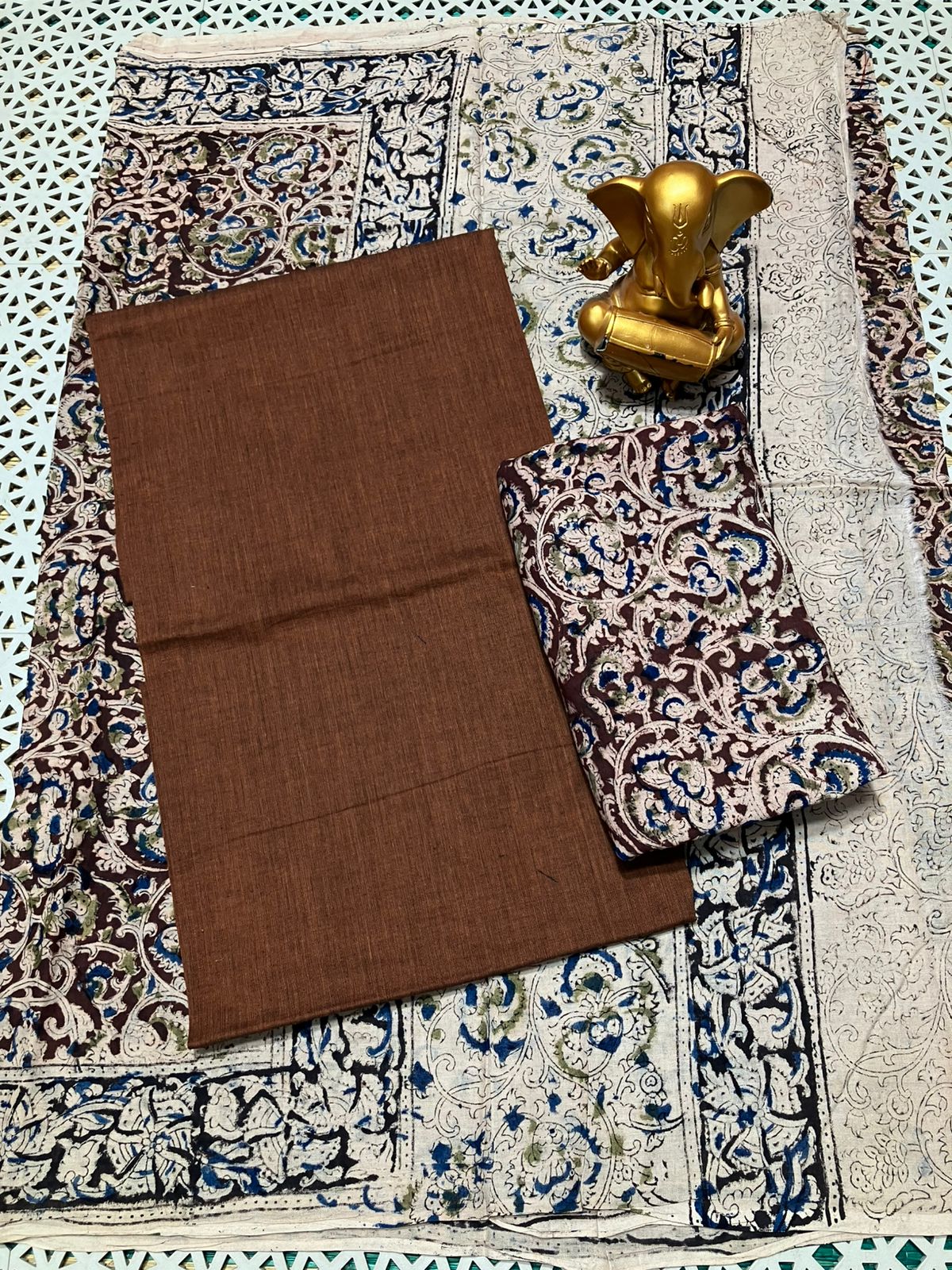 Kalamkari natural dyed 3 pc unstitched suit