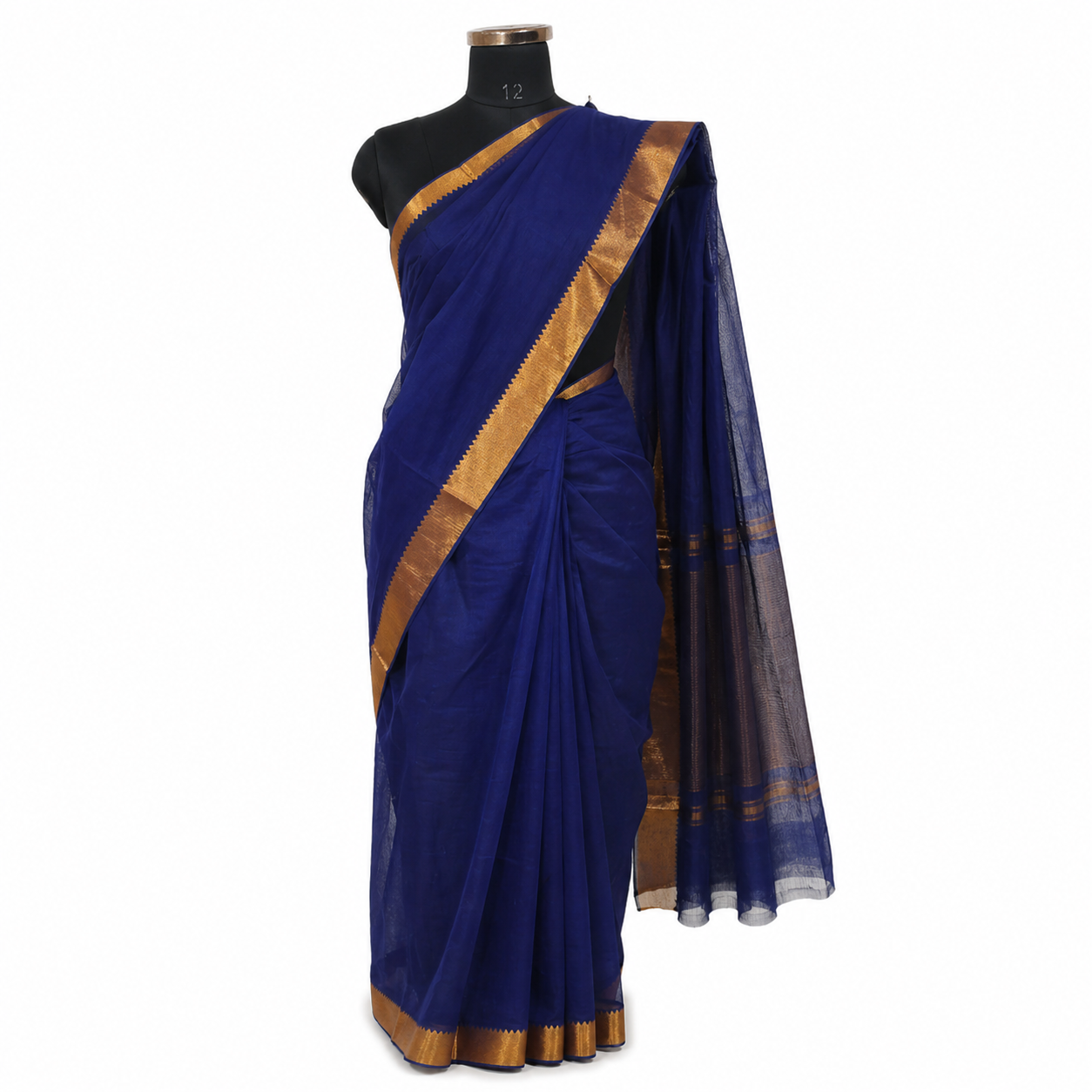 Mangalagiri handloom cotton saree navy blue zari border