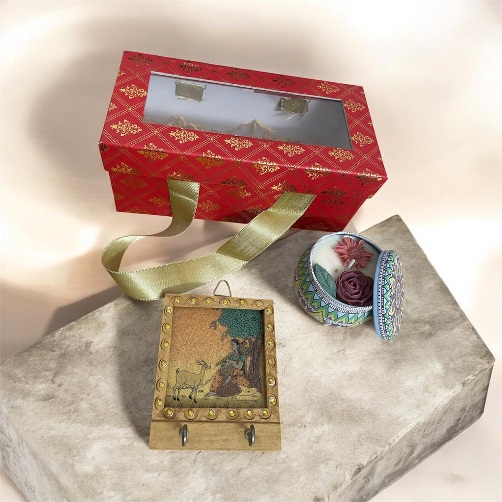 Christmas Hamper with Decorative Tin Candle and Keyholder
