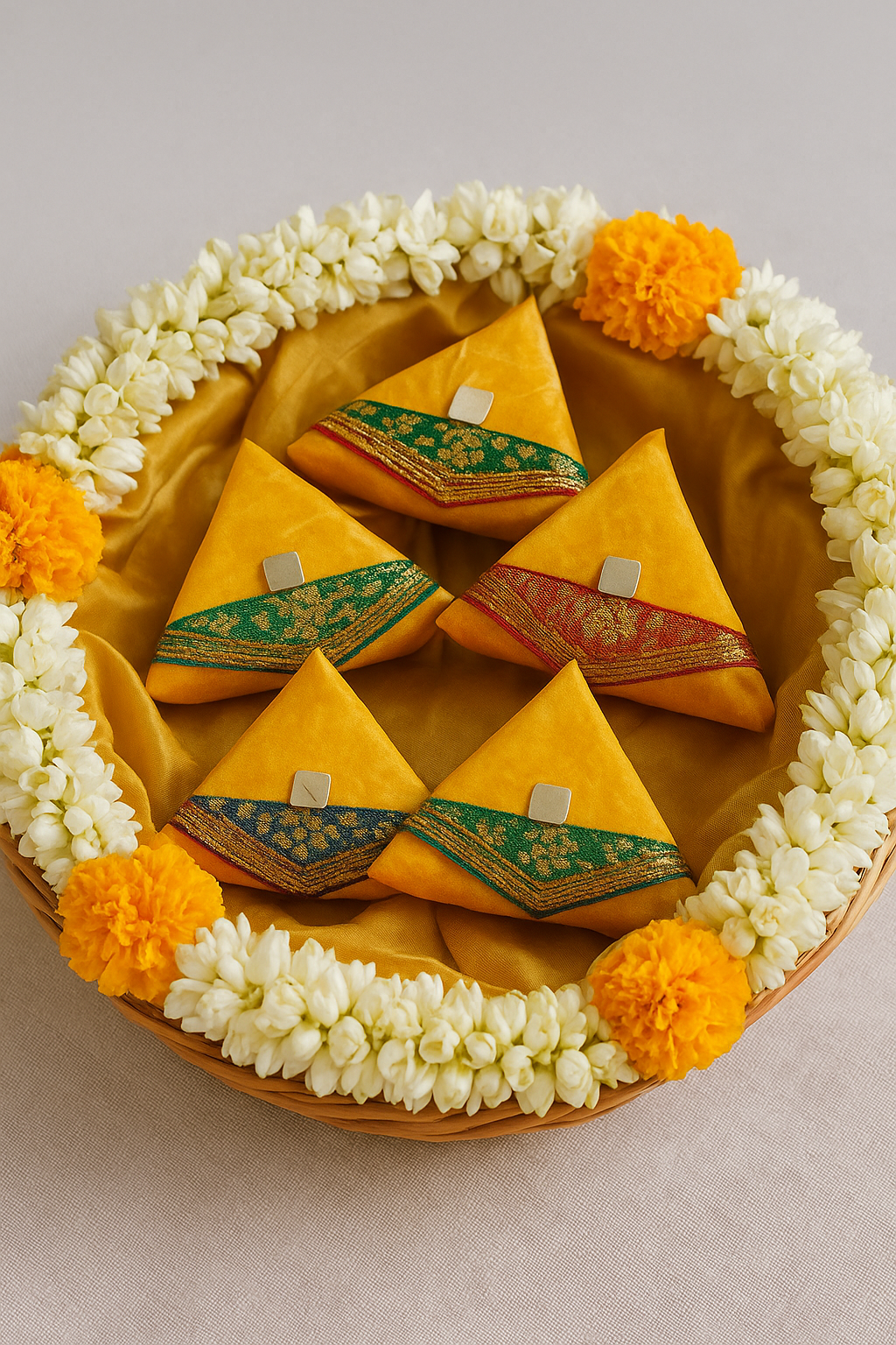 Haldi Kumkum | Set of 10 Flat Cone Shape Design 2 Return Gift