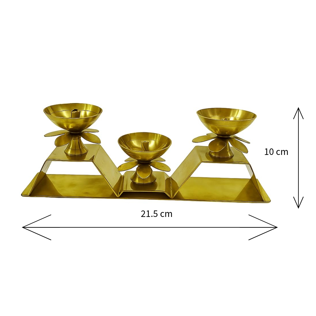 3 deepam brass diya for temple and home pooja decor