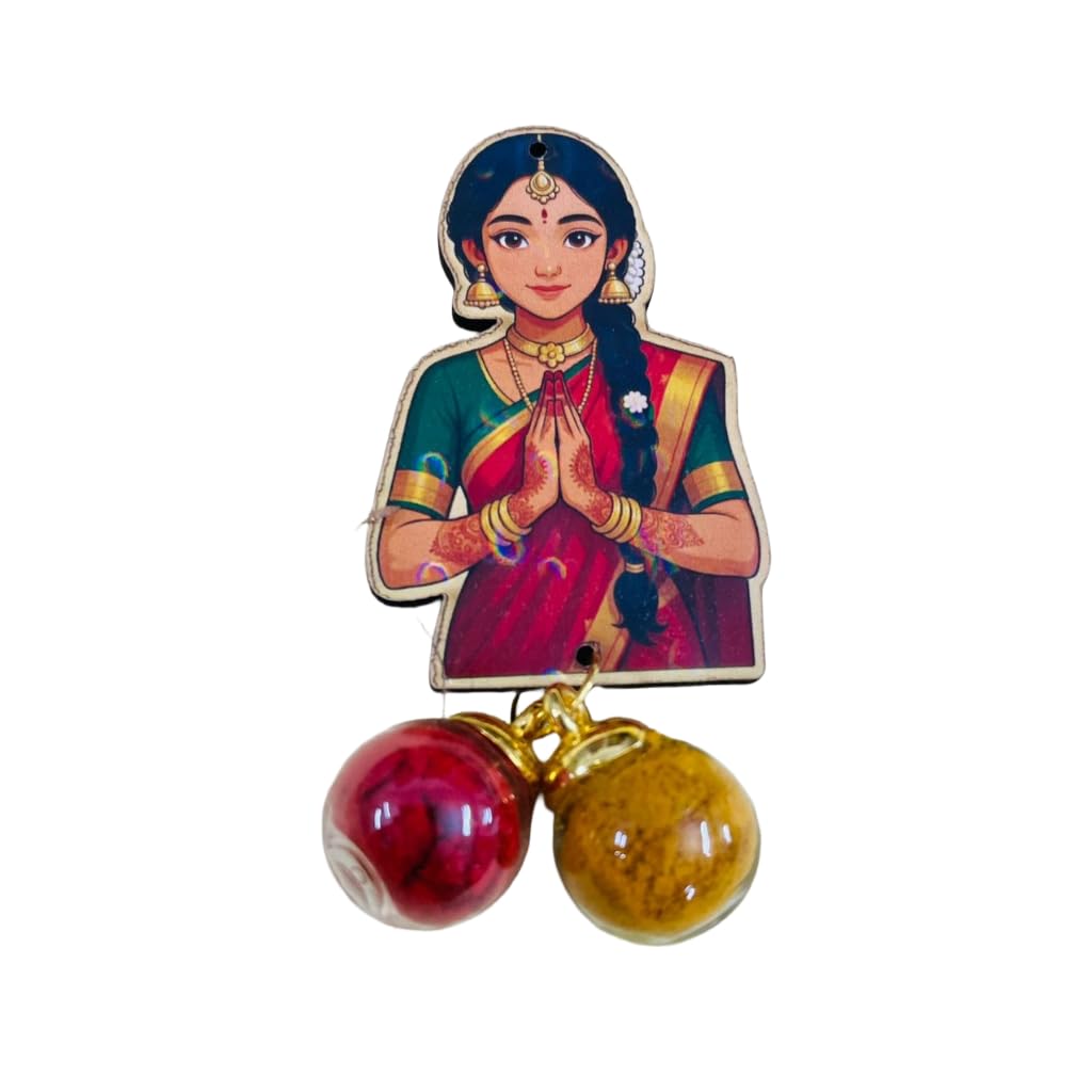 Traditional Indian Lady Haldi Kumkum Fridge Magnets