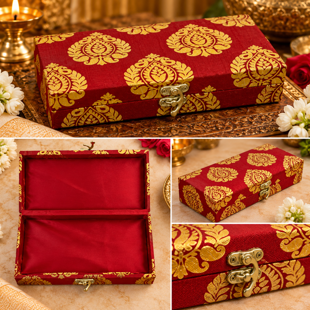 Banarasi Gold Buti Shagun Box | Traditional Wedding & Return Gift Box
