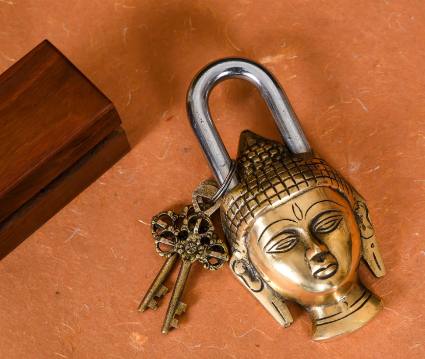 Buddha face door lock and key