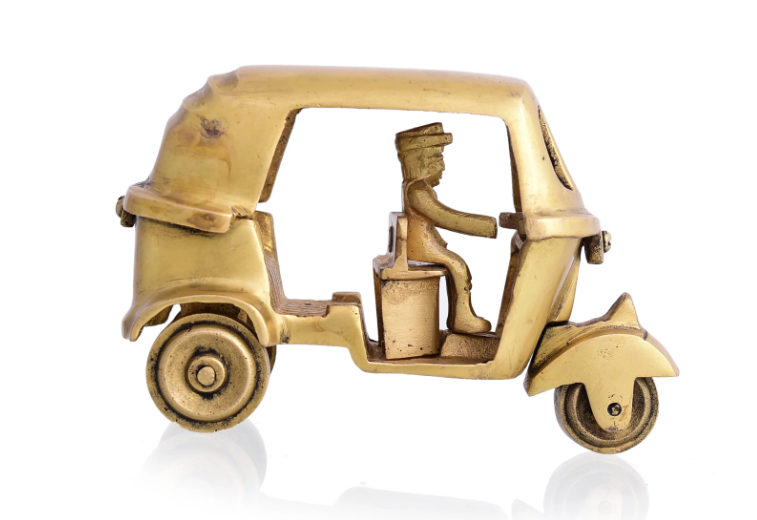 Pure brass miniature autorickshaw