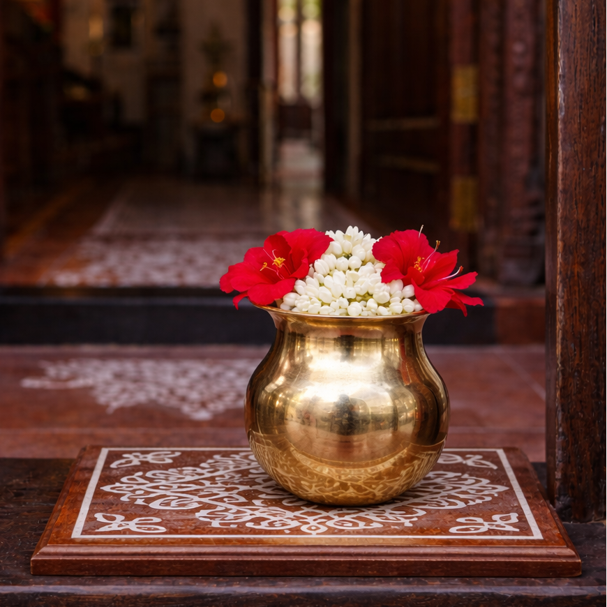 Pure brass kalash 3.5 inch traditional pooja pot for home temple decor and festive gifting