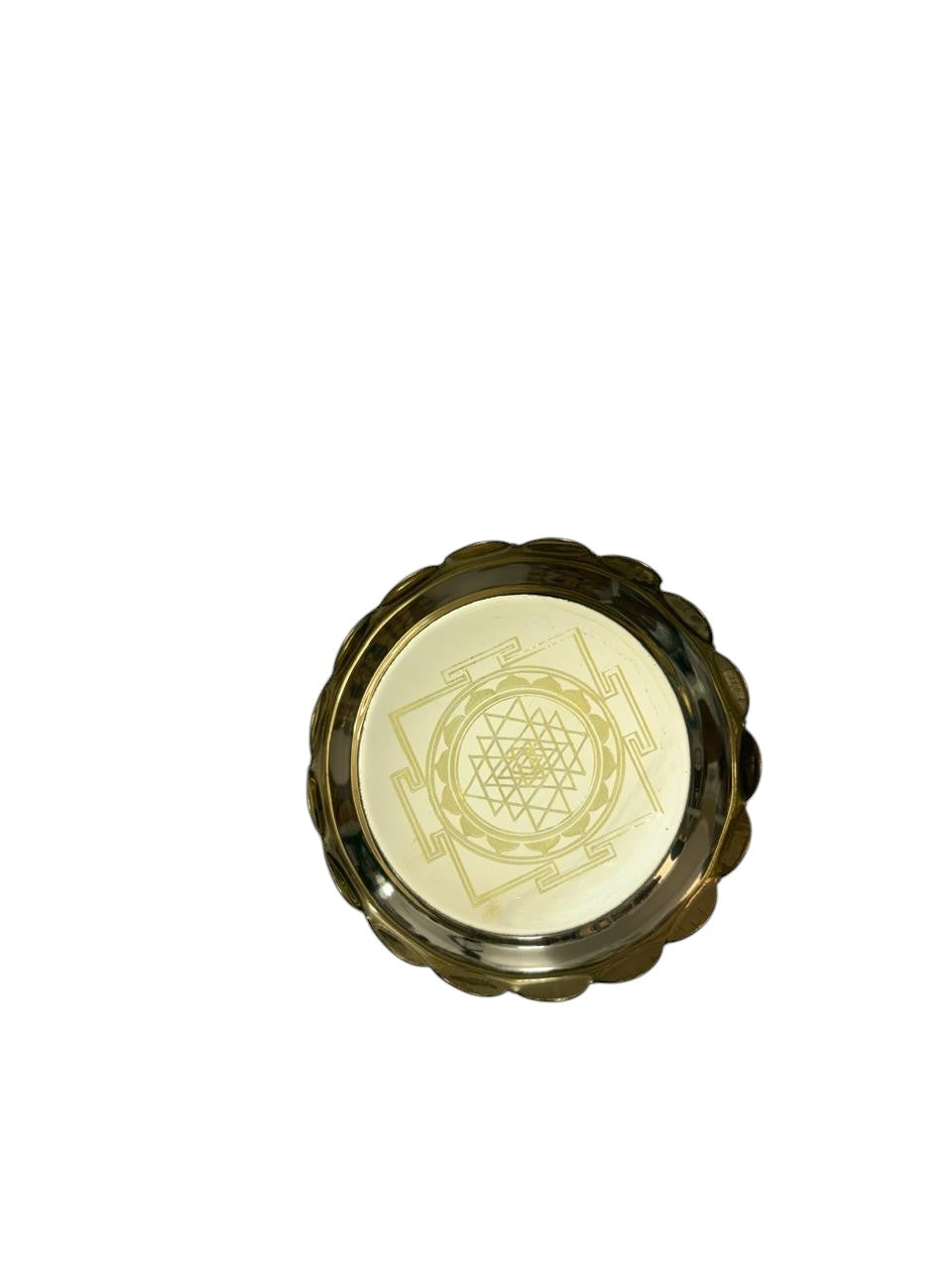 Brass Lotus Tray with Srichakram Engraving | Pooja & Divine Decor