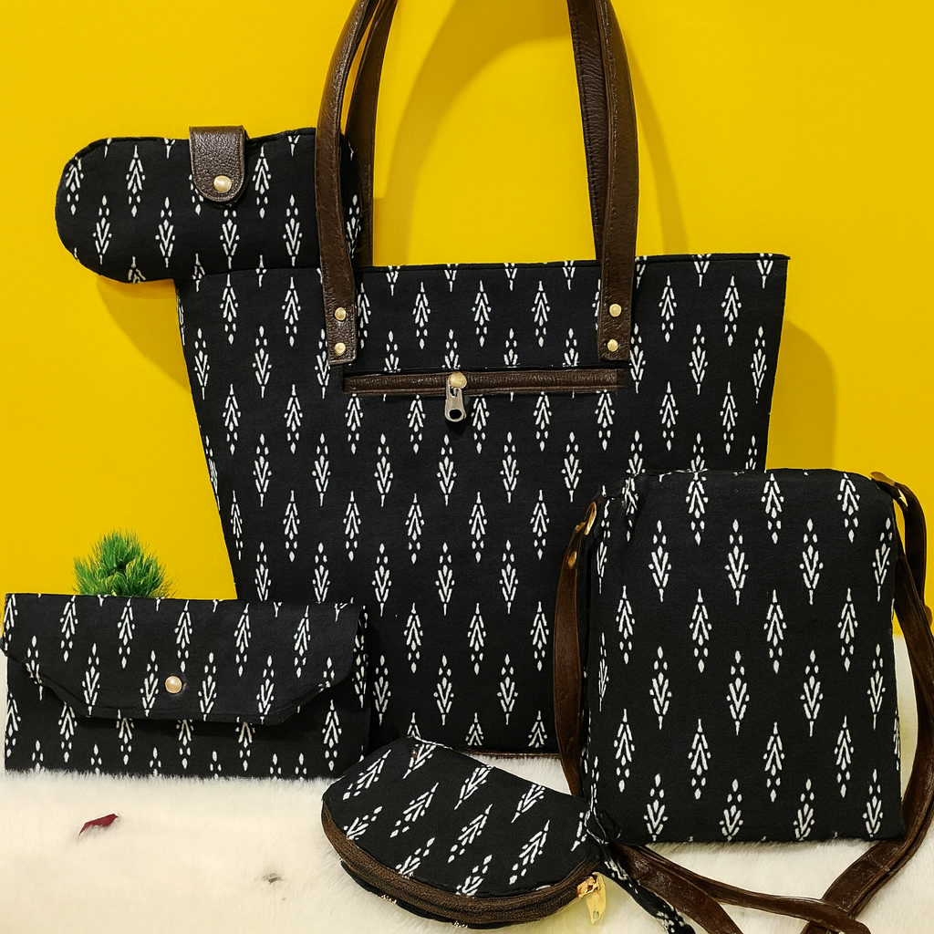 Bagru print handbag set of 5