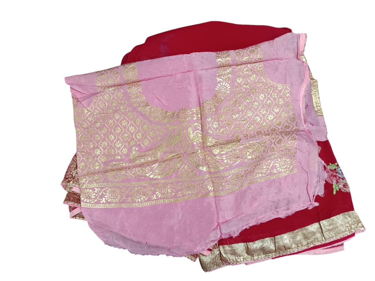 Pure Handloom Banarasi Saree pink saree with contrast blouse
