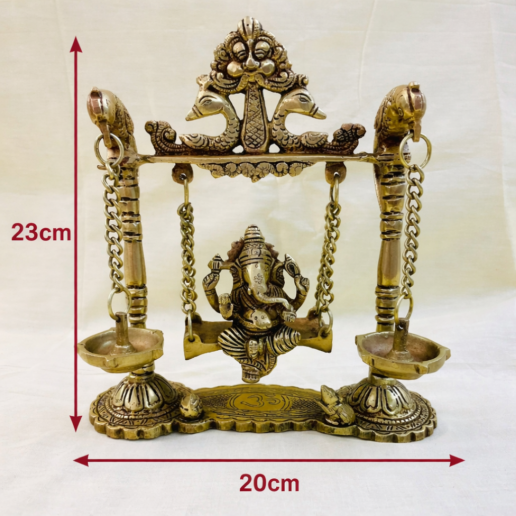 Brass Ganesha jhula decor for Diwali and Ganesh Chaturthi gifting India