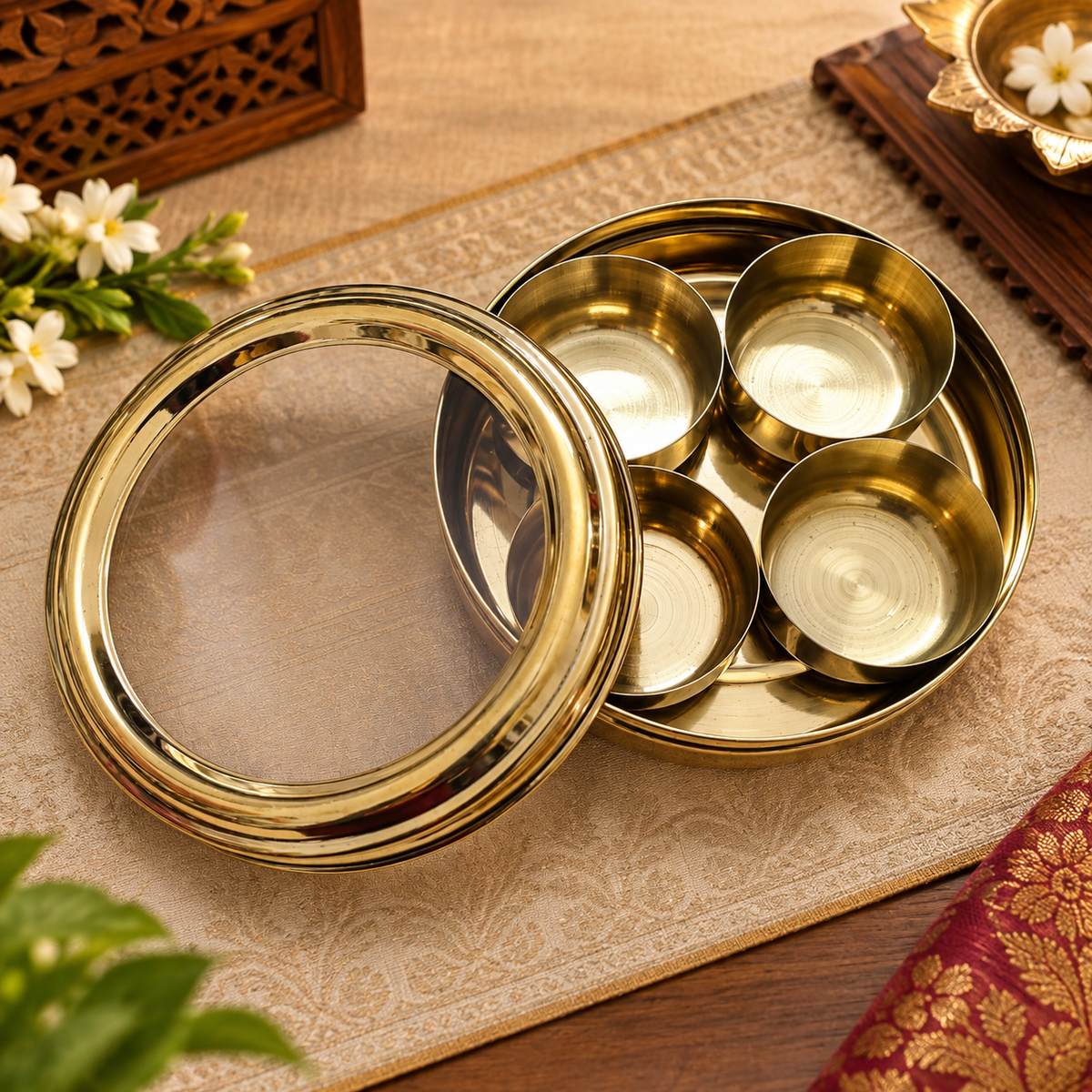4 INCH BRASS MASALA BOX