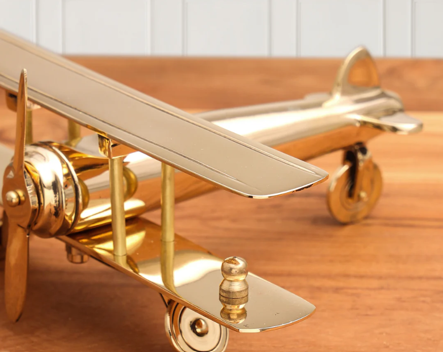 Pure brass miniature aircraft Home décor and tabletop décor biplane model kriaarts