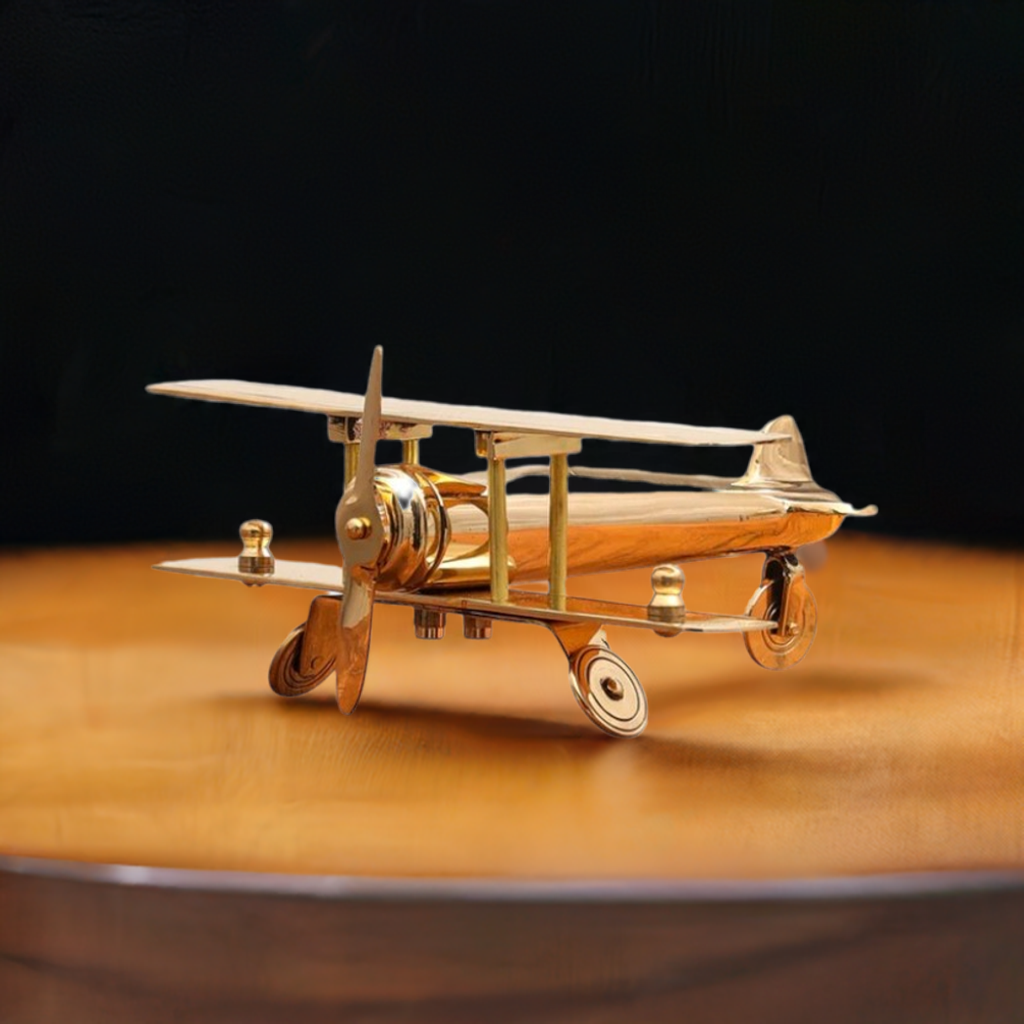 Pure brass miniature aircraft Home décor and tabletop décor biplane model kriaarts