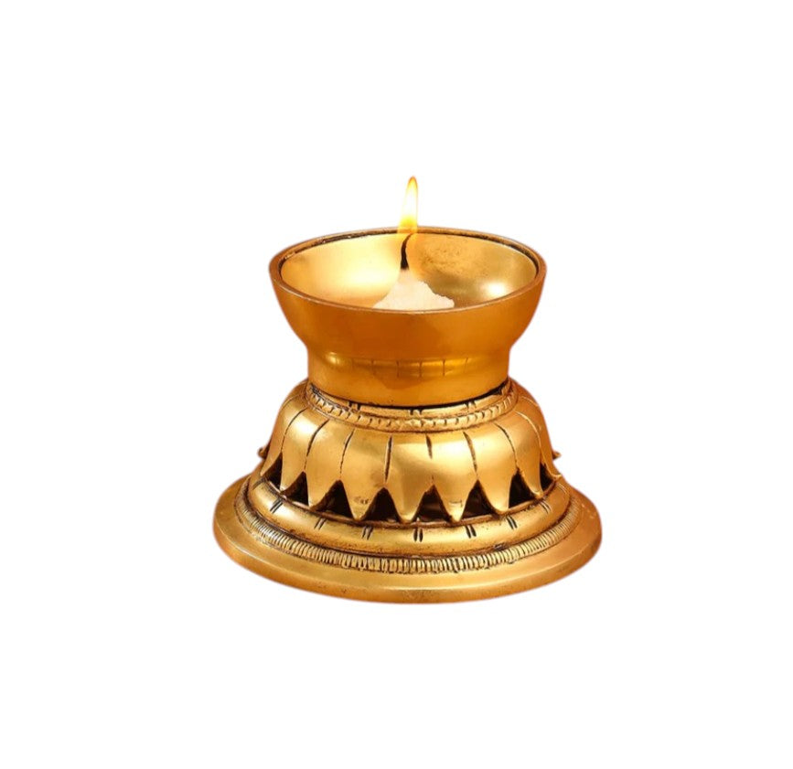 Brass pooja diya with stand online | antique home accessories | Brass decorative diya