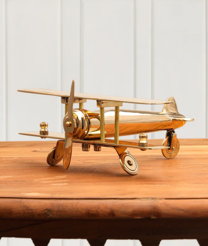 Pure brass miniature aircraft Home décor and tabletop décor biplane model kriaarts