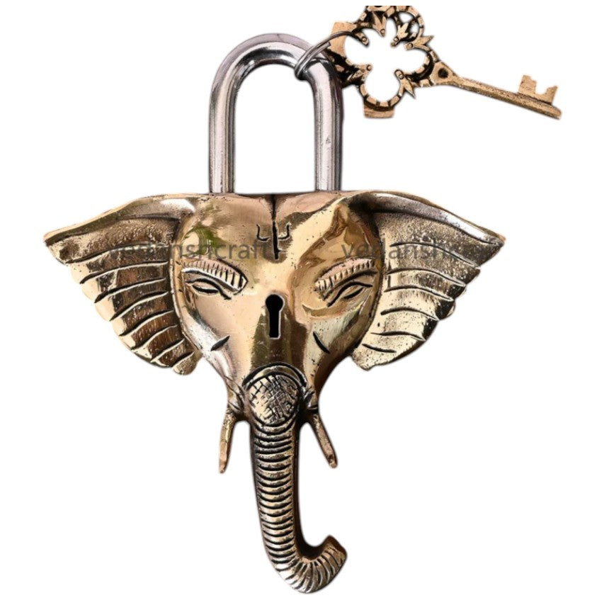 Handcrafted Pure Brass Ganesh Face Door lock with key