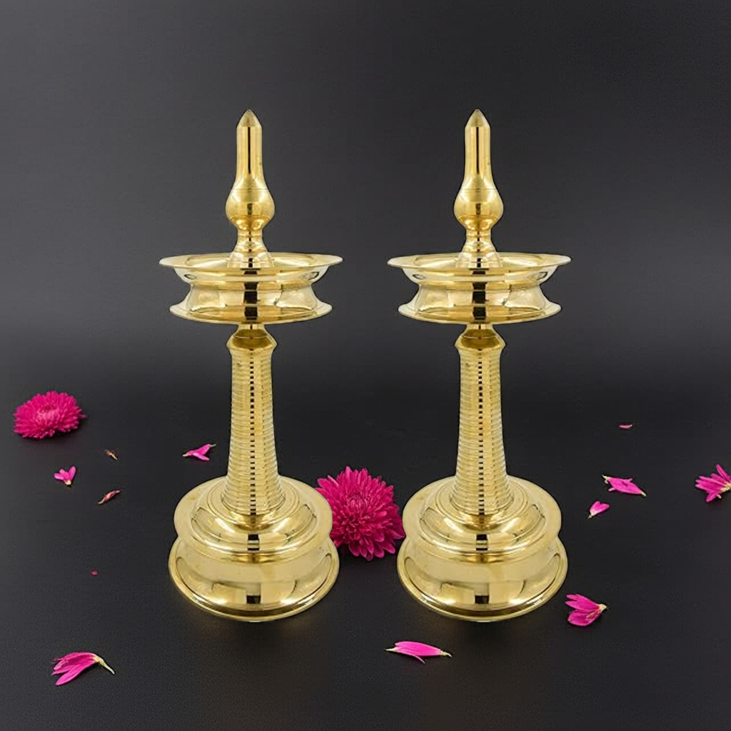 Handcrafted Pure Brass Kerala Nilavilakku | Traditional Diya Oil Lamp stand for puja