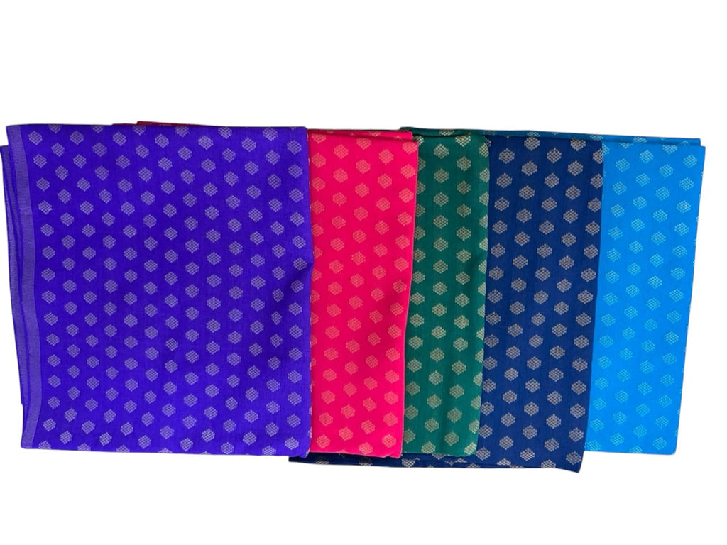 Banarasi Buti Cotton Blouse Pieces – 1 Meter Length, Assorted Colours Pack of 5 | Traditional Return Gift Fabric for Weddings & Festive Occasions