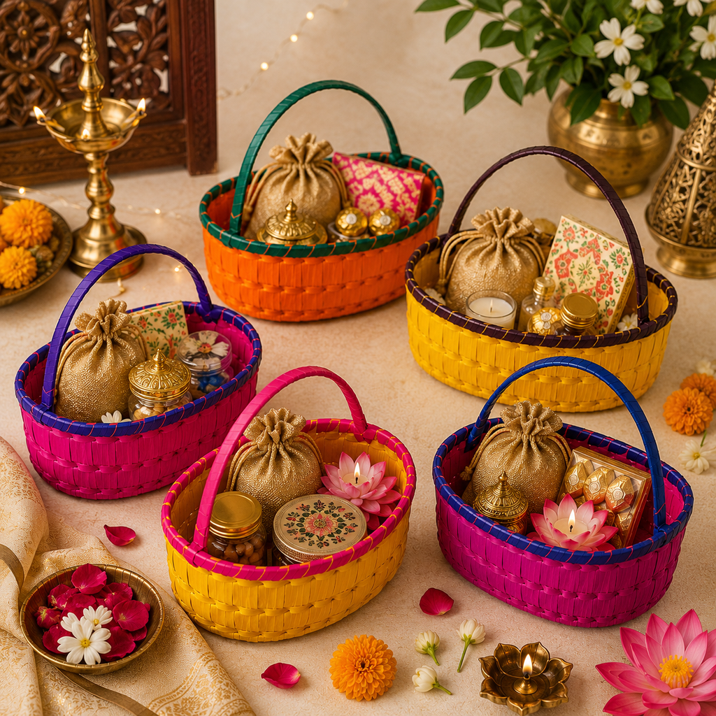 Handwoven Palm Leaf Baskets for Return Gifts and Gift Hampers
