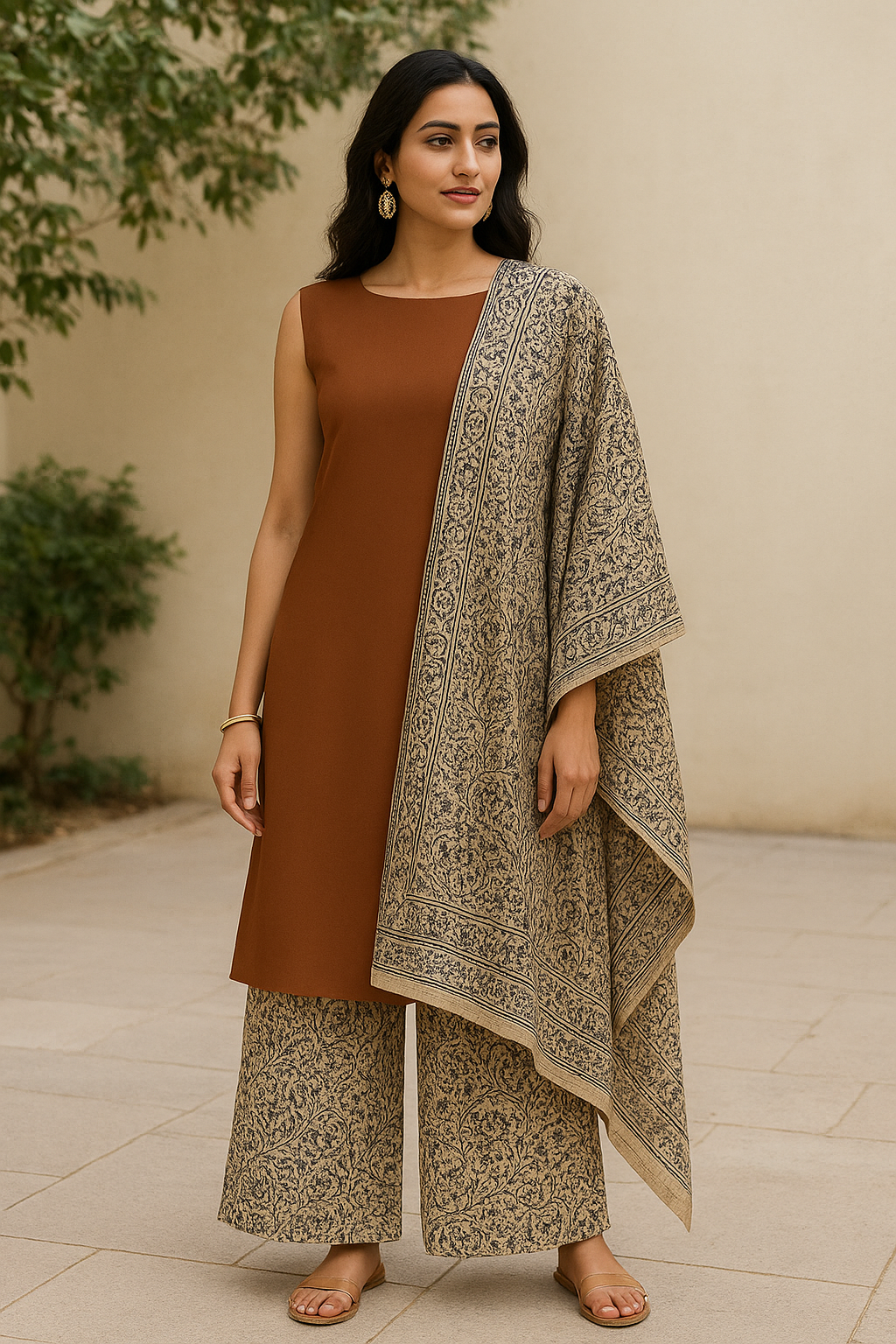 Kalamkari natural dyed 3 pc unstitched suit