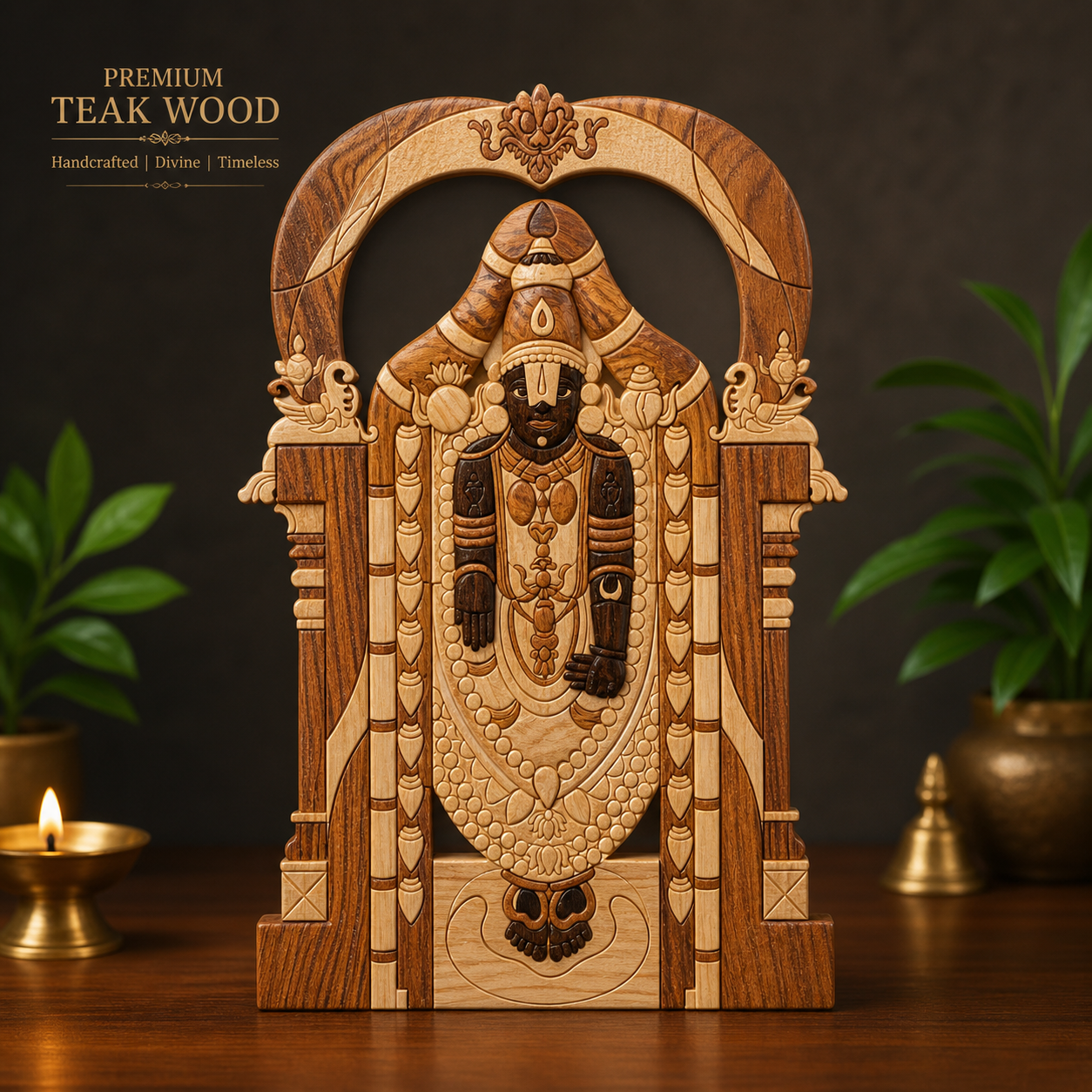 Teak wood Balaji wall decor handmade wooden craft India
