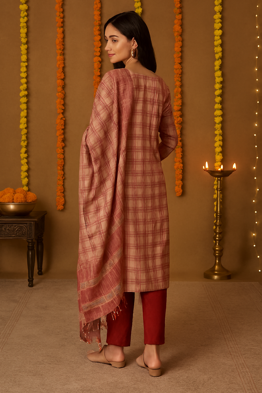 Mangalagiri checks model unstitched suit