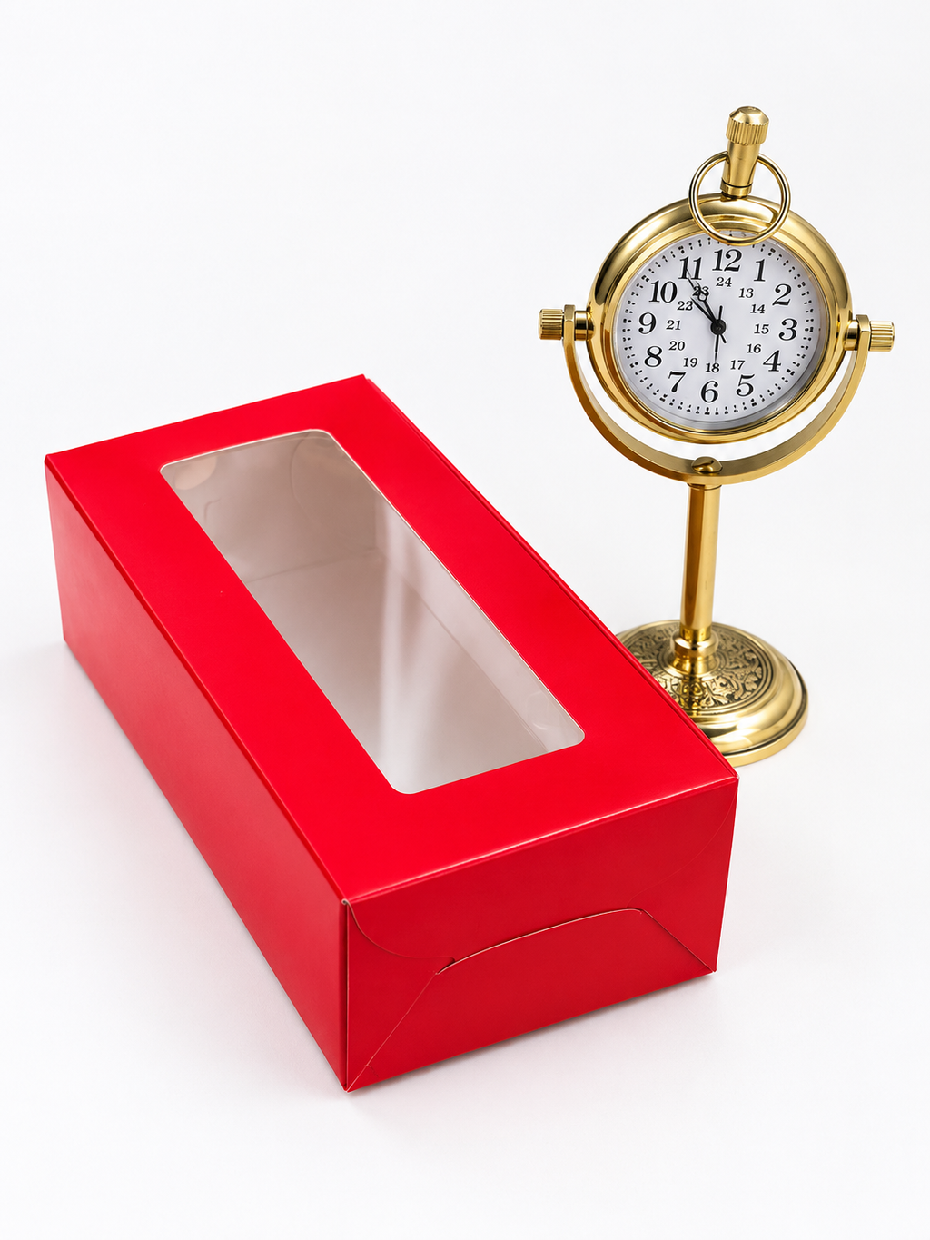 Brass vintage table clock with hamper box