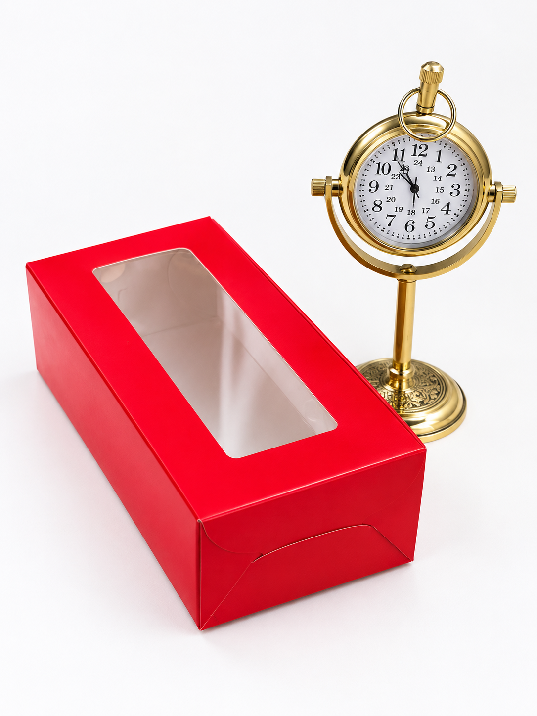 Brass vintage table clock with hamper box