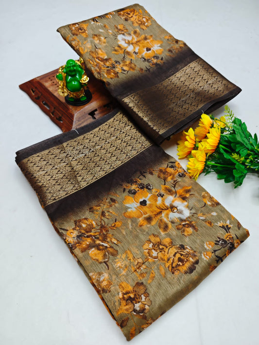 Dola silk saree with leaf motifs