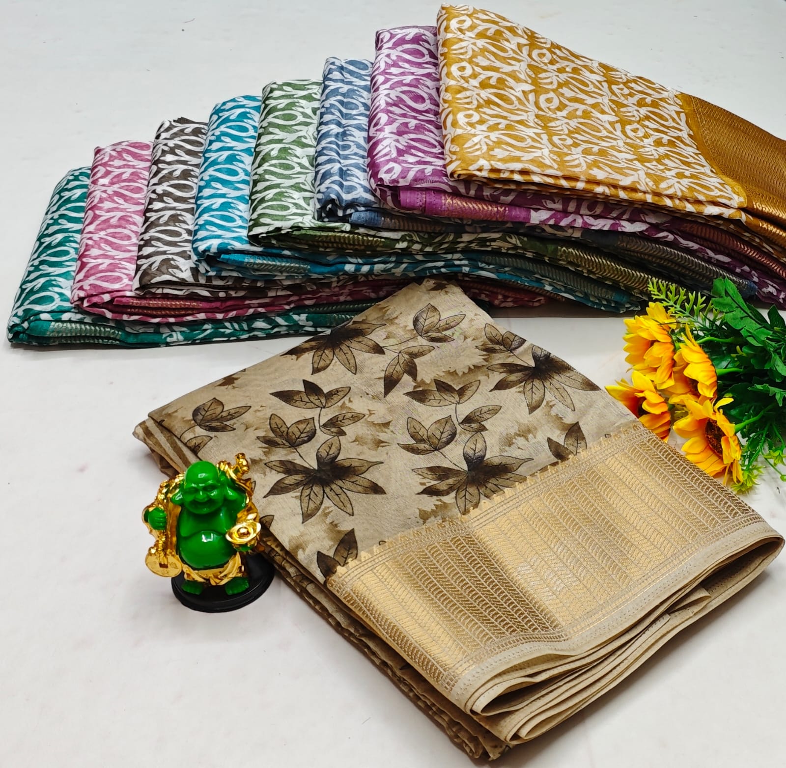 Dola silk saree with leaf motifs