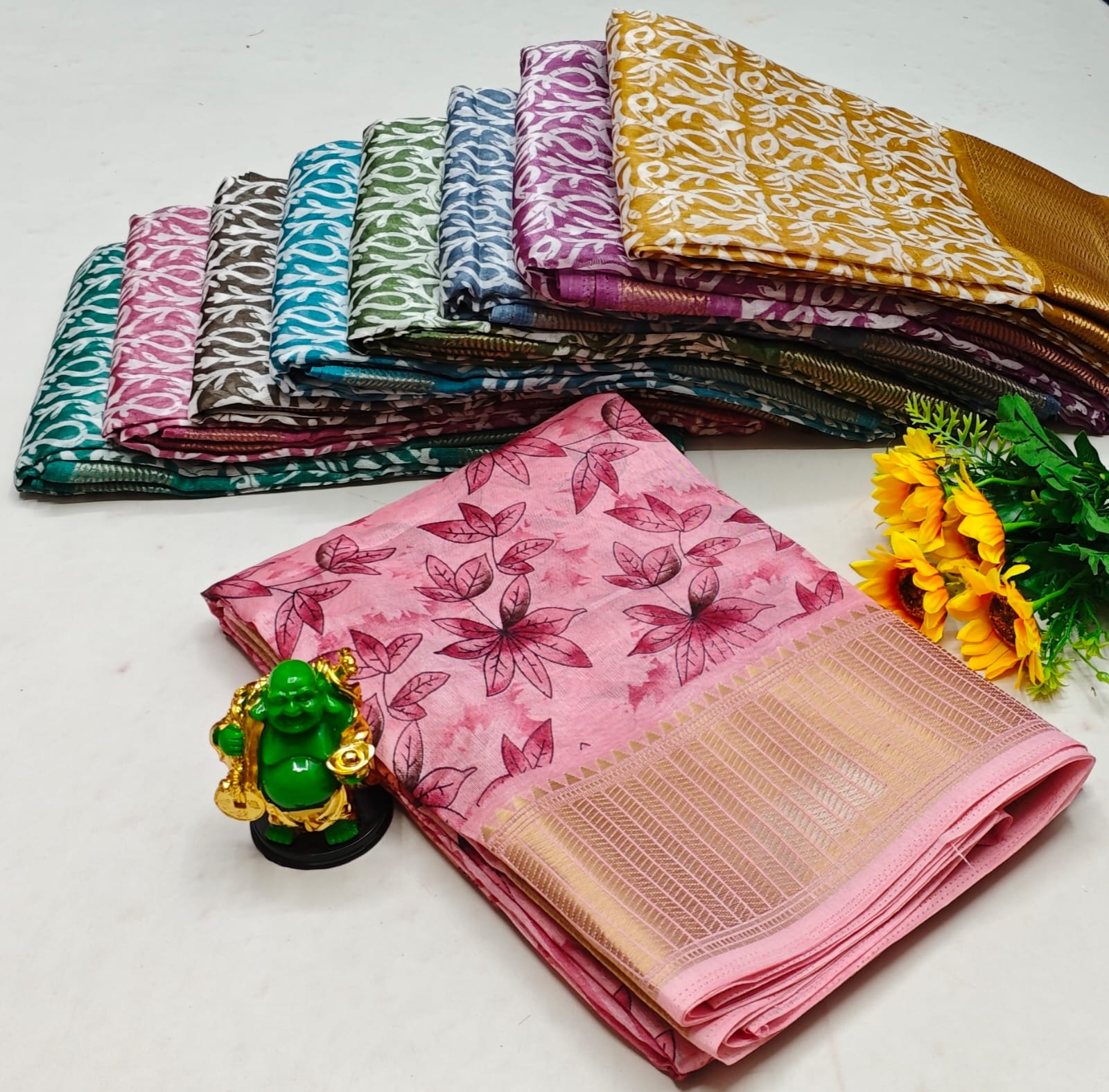 Dola silk saree with leaf motifs