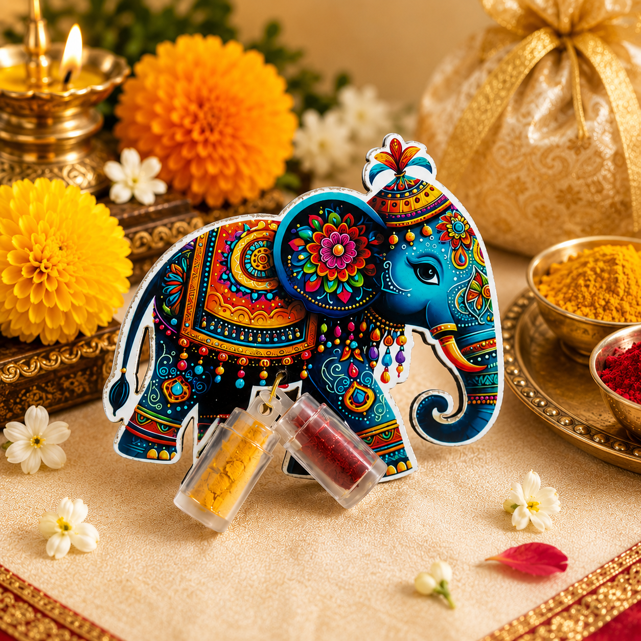 Elephant motif Haldi Kumkum Return Gift,Fridge Magnet,Wedding Return Gift