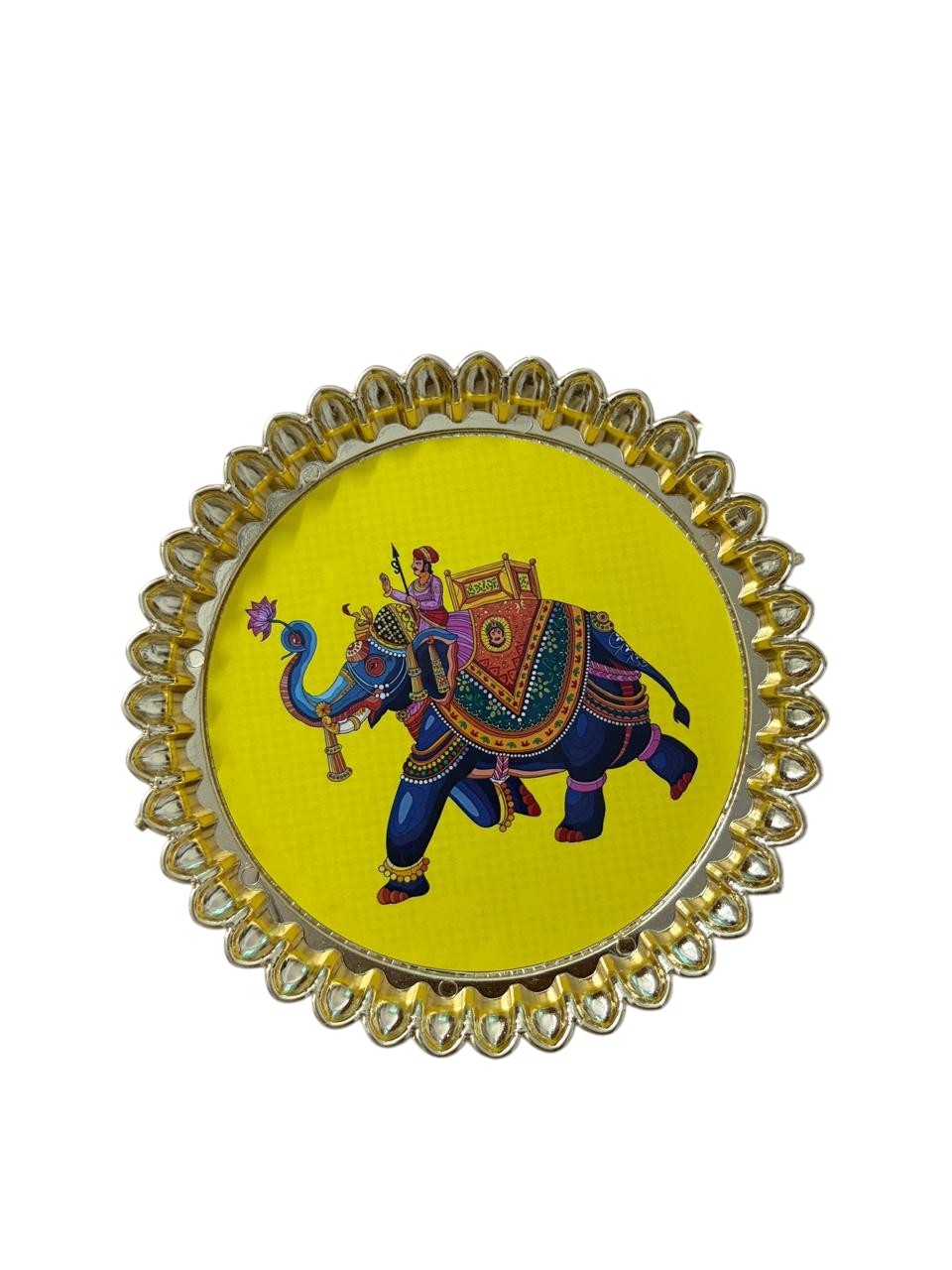 Elephant Motif Plastic Tray | Traditional Return Gift Tray for Pooja & Events