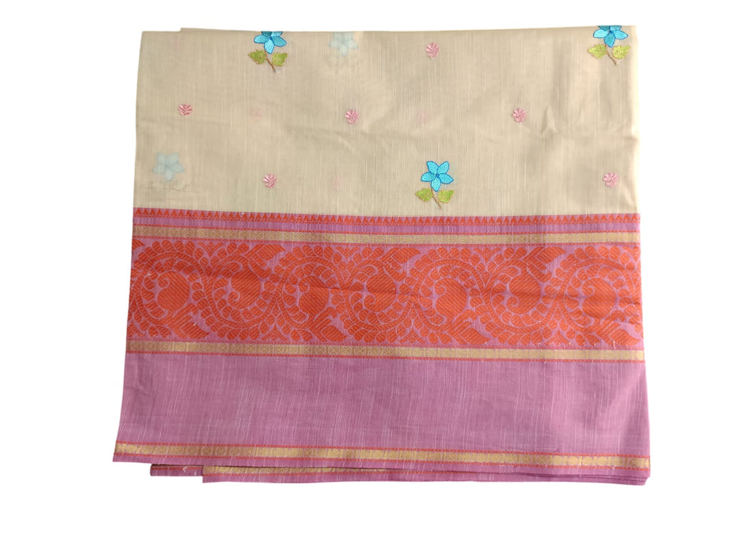 Gadwal cotton saree with hand work embroidery