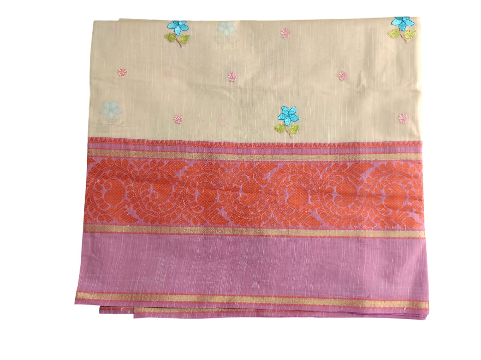 Gadwal cotton saree with hand work embroidery