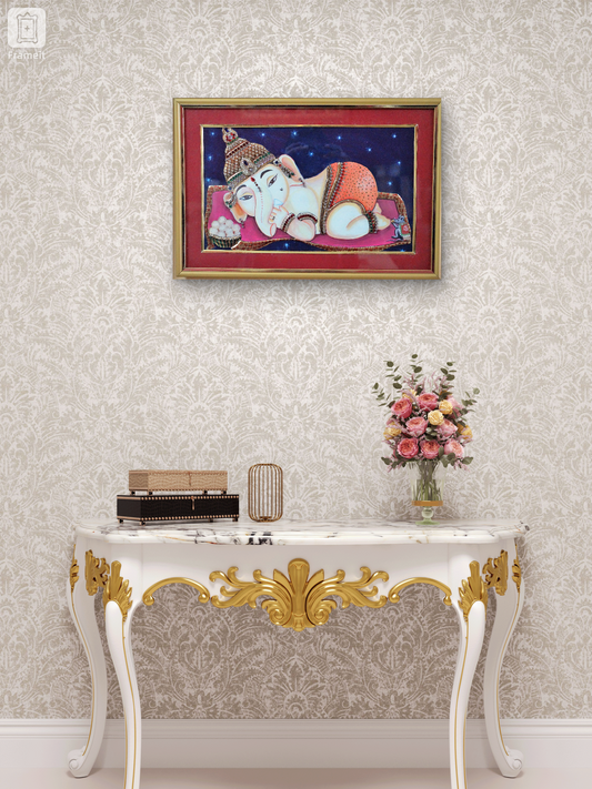 lord ganesh janjore art painting for living room, pooja room and wall decor
