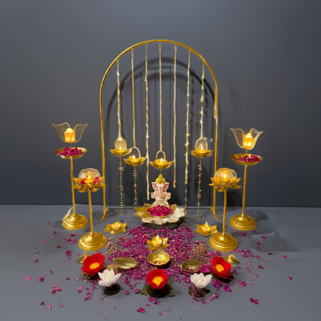 Ganesh Chaturthi Pooja Decor(Without Idol)