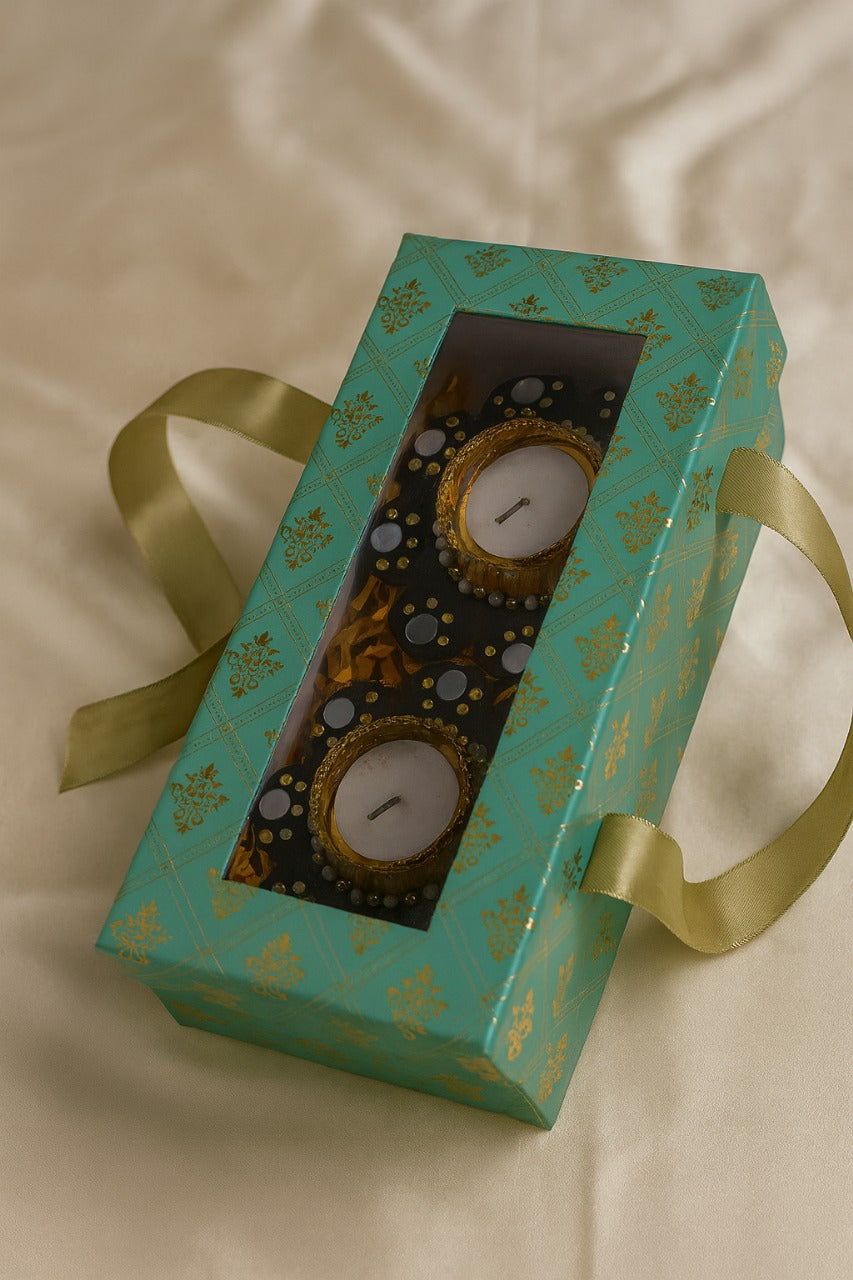 Handcrafted Tlight Candle Holder Set Hamper Box