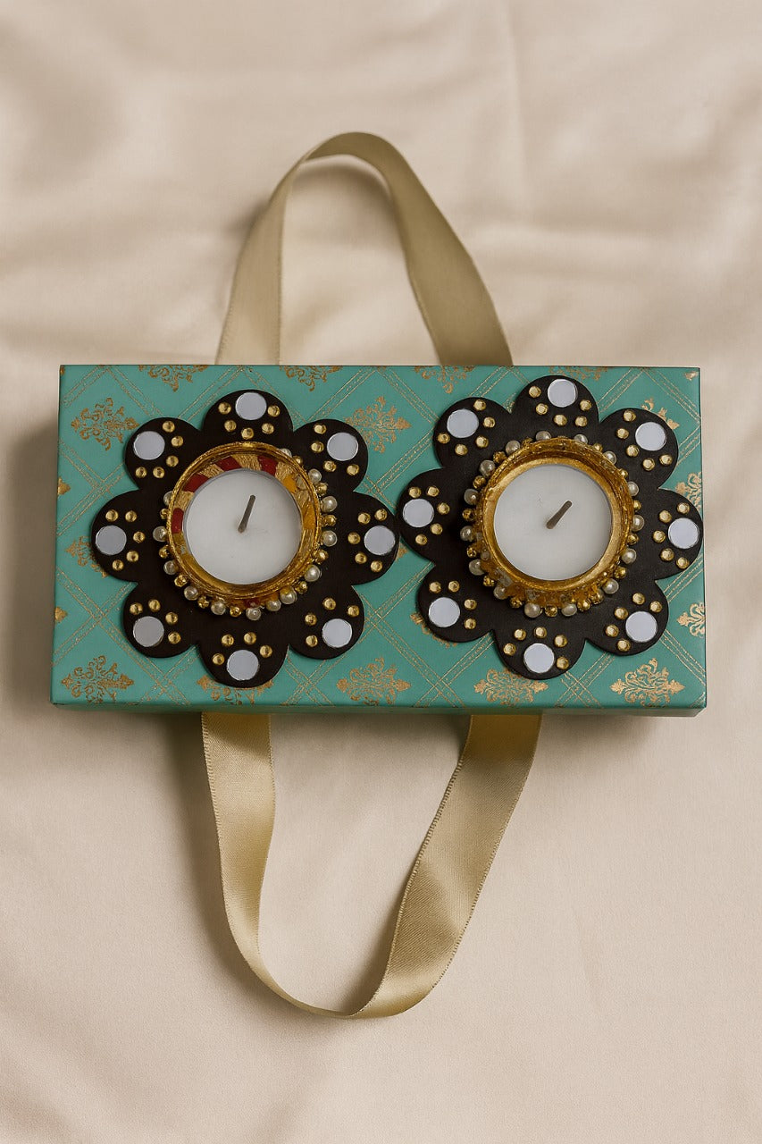 Handcrafted Tlight Candle Holder Set Hamper Box