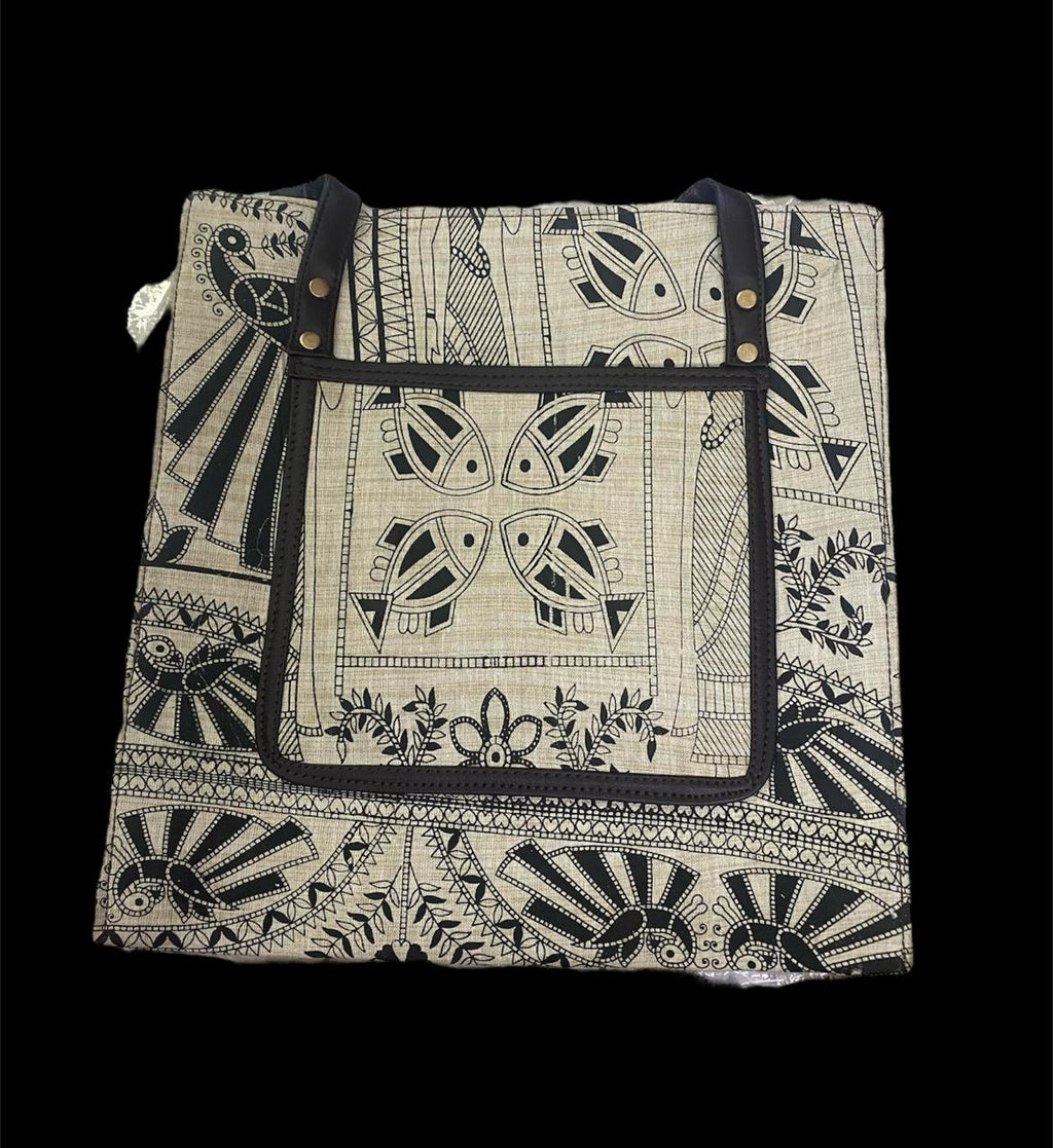 Handcrafted tote bag with Madhubani Art Print