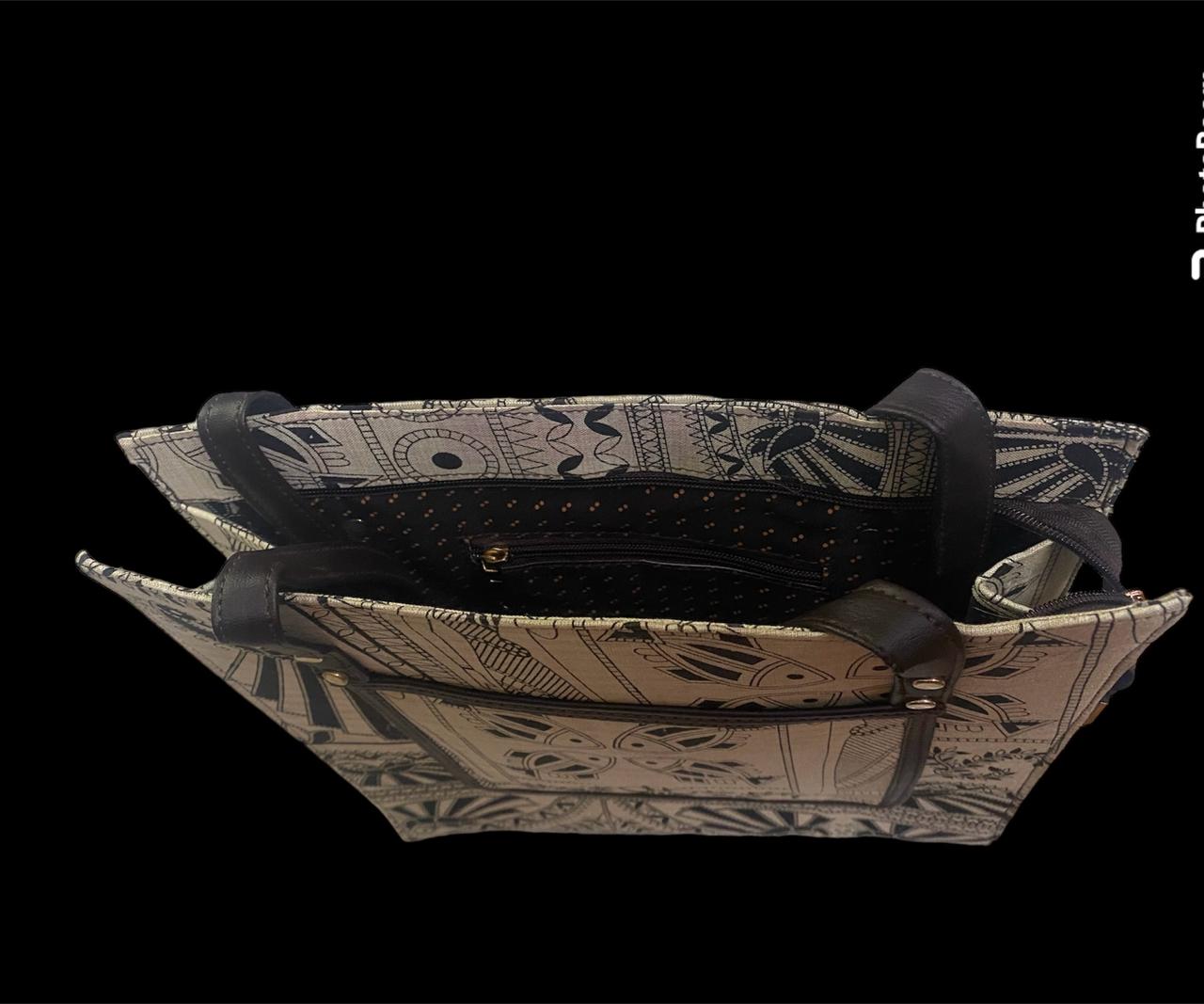 Handcrafted tote bag with Madhubani Art Print