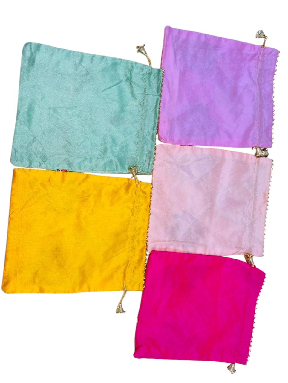 Shanku Chakra Namam Print Satin Potli Bags