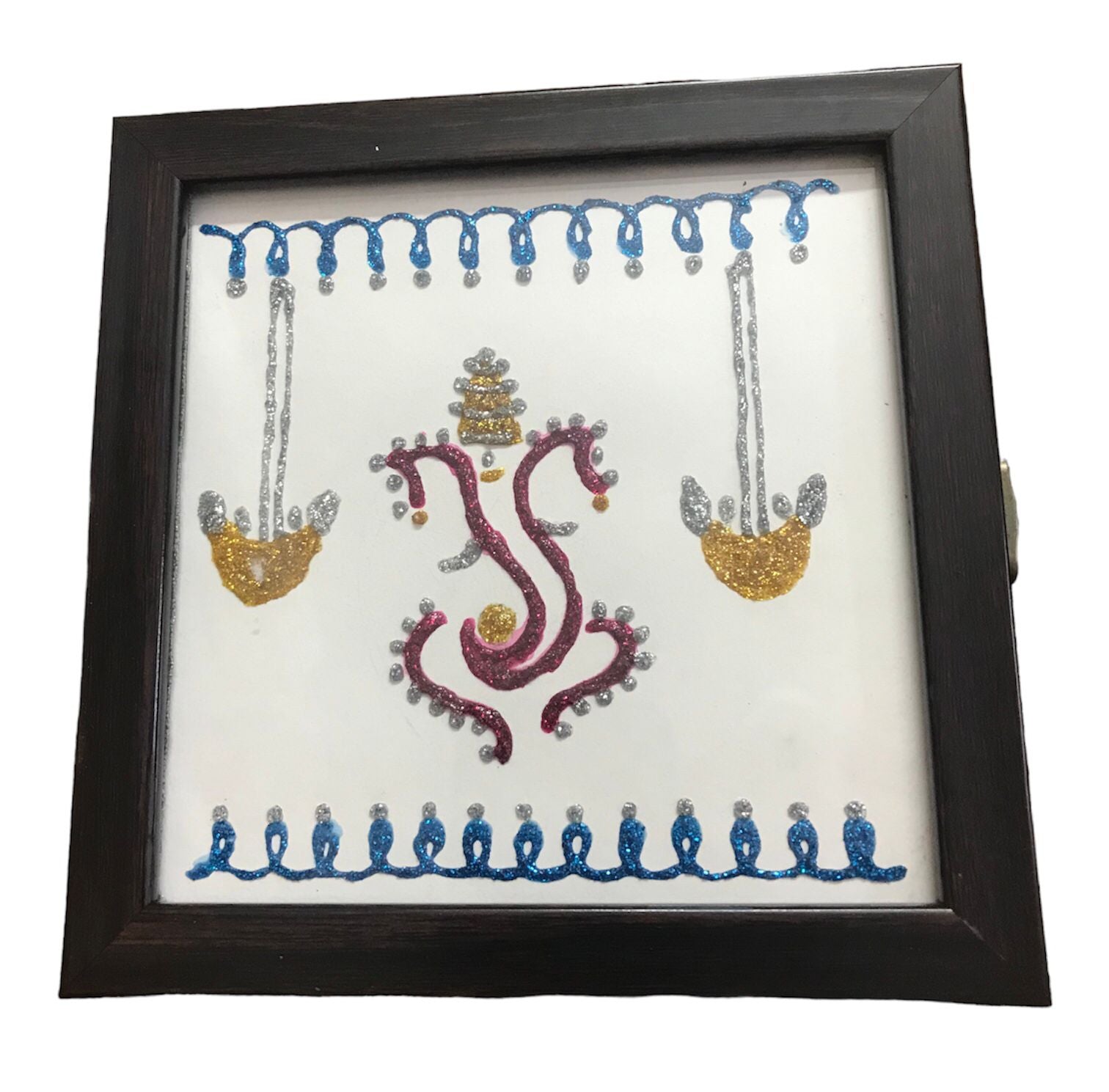 Wooden Storage Box with Glitter Ganesha Artwork